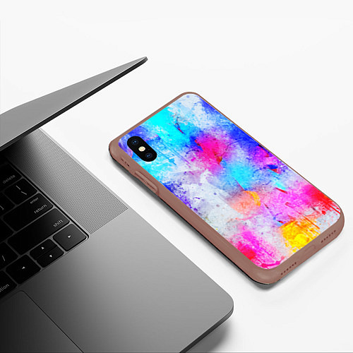 Чехол iPhone XS Max матовый НЕОНОВЫЕ ПОТЕРТОСТИ / 3D-Коричневый – фото 3