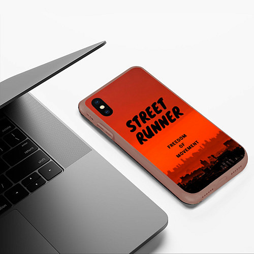 Чехол iPhone XS Max матовый Street runner / 3D-Коричневый – фото 3