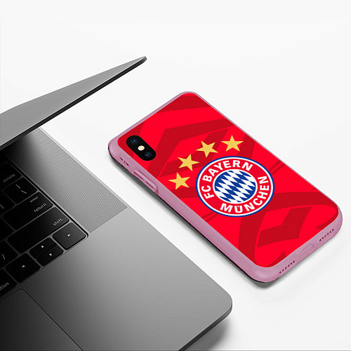 Чехол iPhone XS Max матовый BAYERN MUNCHEN / 3D-Розовый – фото 3