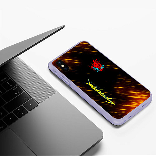 Чехол iPhone XS Max матовый CYBERPUNK 2077 / 3D-Светло-сиреневый – фото 3