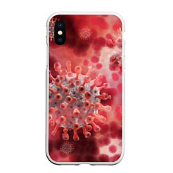 Чехол iPhone XS Max матовый Коронавирус, цвет: 3D-белый