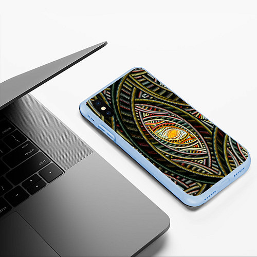 Чехол iPhone XS Max матовый Абстракция глаз узор линии / 3D-Голубой – фото 3