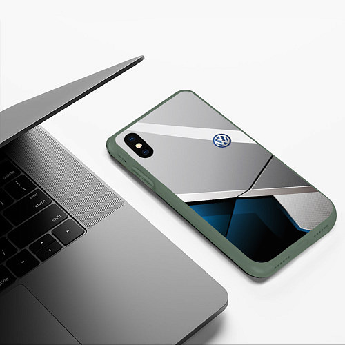 Чехол iPhone XS Max матовый VOLKSWAGEN / 3D-Темно-зеленый – фото 3