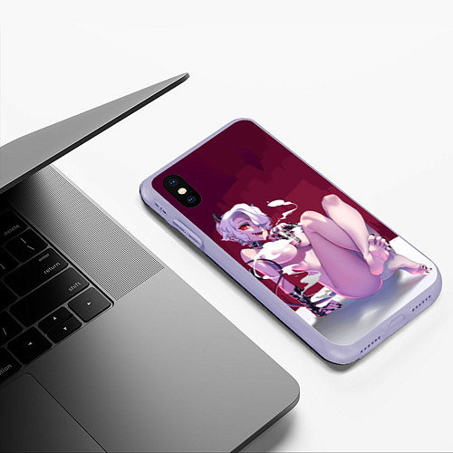 Чехол iPhone XS Max матовый ХЕЛЛТЕЙКЕР / 3D-Светло-сиреневый – фото 3