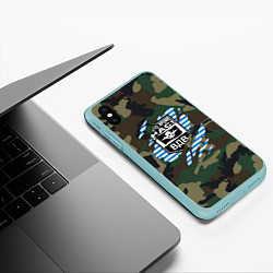 Чехол iPhone XS Max матовый Рваный камуфляж ВДВ, цвет: 3D-мятный — фото 2