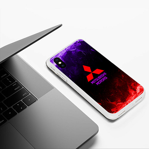 Чехол iPhone XS Max матовый Mitsubishi / 3D-Белый – фото 3