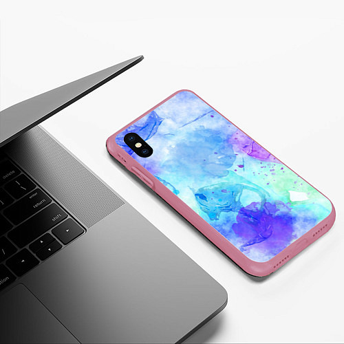 Чехол iPhone XS Max матовый PASTEL / 3D-Малиновый – фото 3