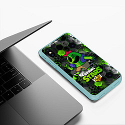 Чехол iPhone XS Max матовый Спайк brawl stars Spike, цвет: 3D-мятный — фото 2