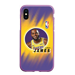 Чехол iPhone XS Max матовый LeBron James, цвет: 3D-фиолетовый