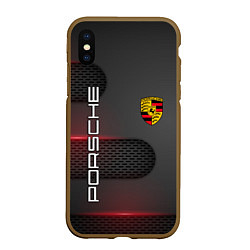 Чехол iPhone XS Max матовый PORSCHE, цвет: 3D-коричневый