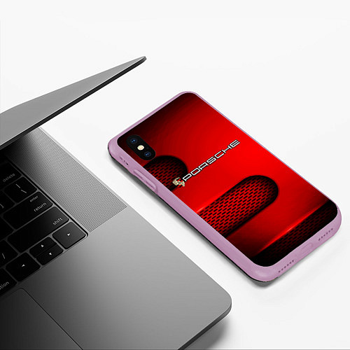 Чехол iPhone XS Max матовый PORSCHE / 3D-Сиреневый – фото 3