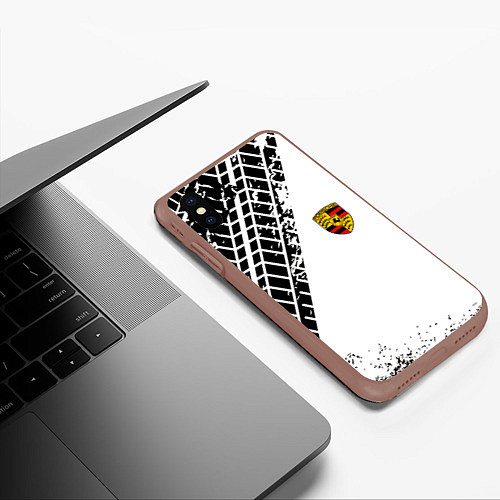 Чехол iPhone XS Max матовый PORSCHE / 3D-Коричневый – фото 3