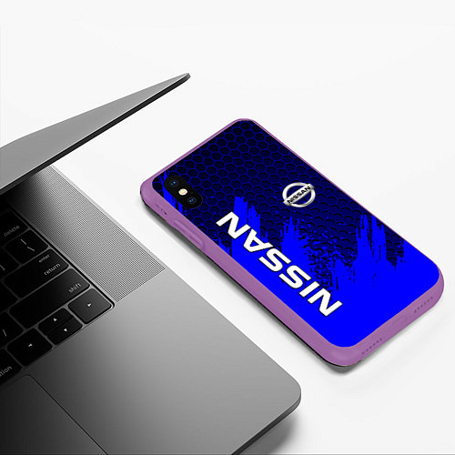 Чехол iPhone XS Max матовый NISSAN / 3D-Фиолетовый – фото 3
