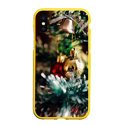 Чехол iPhone XS Max матовый Рождество, Новый Год, цвет: 3D-желтый