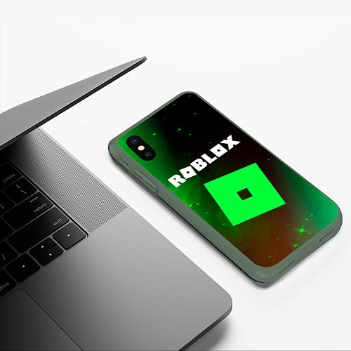 Чехол iPhone XS Max матовый ROBLOX РОБЛОКС / 3D-Темно-зеленый – фото 3