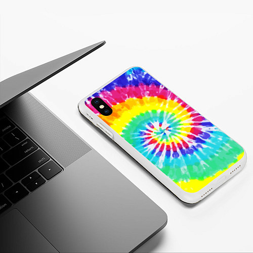 Чехол iPhone XS Max матовый TIE-DYE СТЕНА / 3D-Белый – фото 3