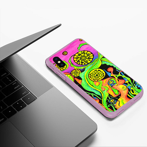 Чехол iPhone XS Max матовый КИСЛОТА КИСЛОТНЫЙ / 3D-Сиреневый – фото 3