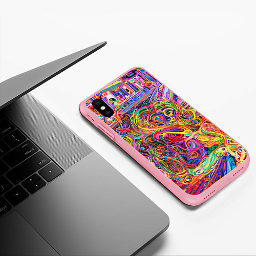 Чехол iPhone XS Max матовый НЕОНОВЫЕ ЛИНИИ АБСТРАКЦИЯ / 3D-Баблгам – фото 3