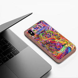 Чехол iPhone XS Max матовый НЕОНОВЫЕ ЛИНИИ АБСТРАКЦИЯ, цвет: 3D-коричневый — фото 2