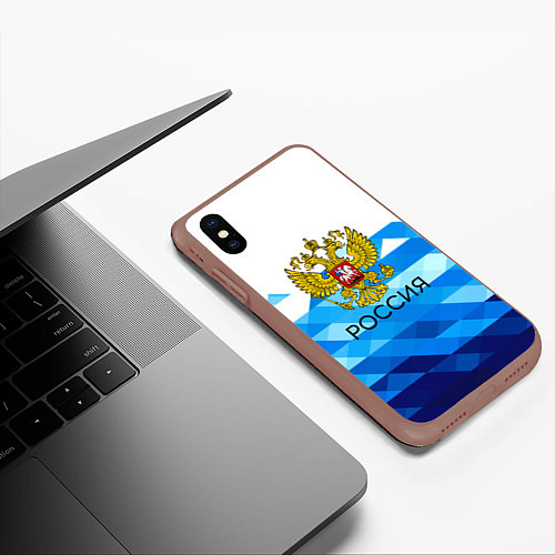 Чехол iPhone XS Max матовый РОССИЯ / 3D-Коричневый – фото 3