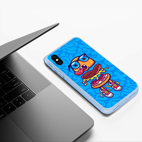 Чехол iPhone XS Max матовый Бутерброд монстрик граффити / 3D-Голубой – фото 3