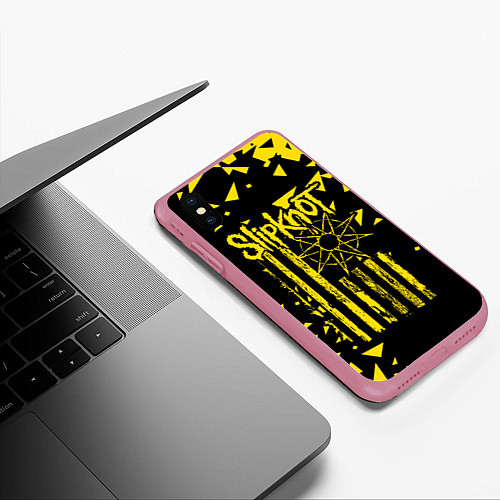Чехол iPhone XS Max матовый Slipknot / 3D-Малиновый – фото 3