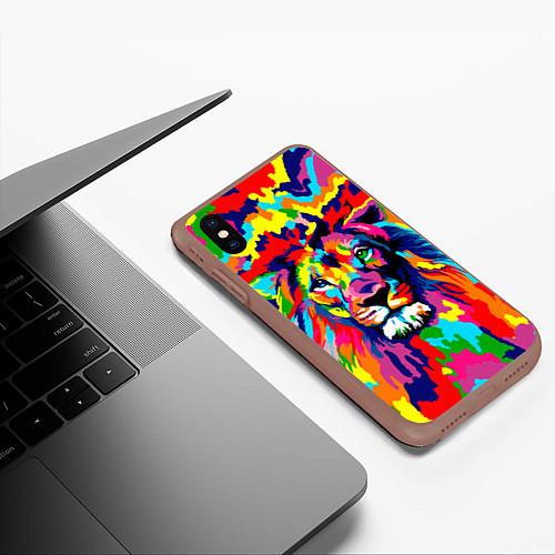 Чехол iPhone XS Max матовый Лев Artistic Art / 3D-Коричневый – фото 3