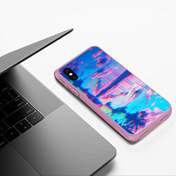 Чехол iPhone XS Max матовый ГАВАЙИ ГЛИТЧ, цвет: 3D-розовый — фото 2