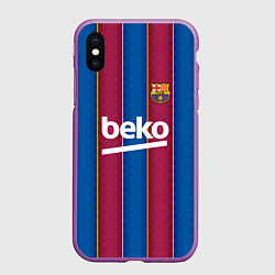 Чехол iPhone XS Max матовый FC Barcelona 2021, цвет: 3D-фиолетовый