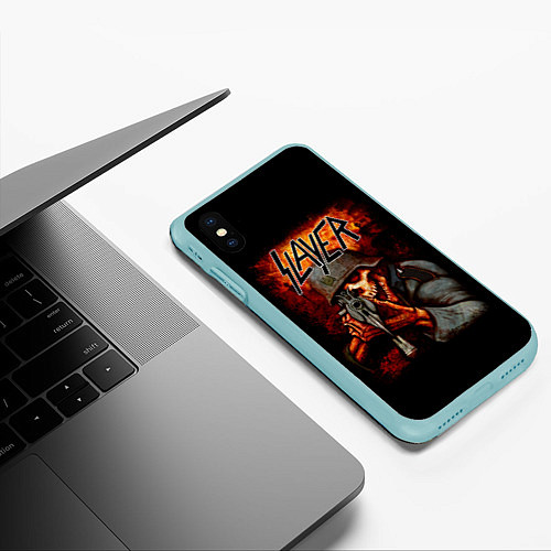 Чехол iPhone XS Max матовый Slayer / 3D-Мятный – фото 3