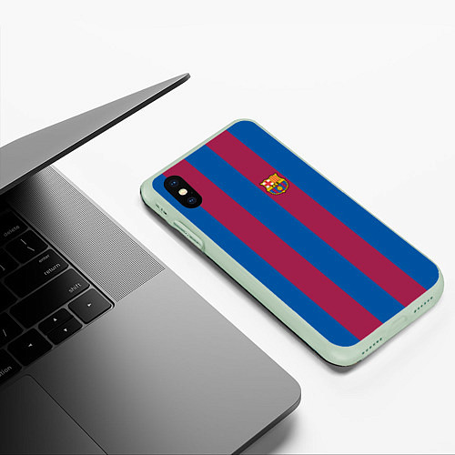 Чехол iPhone XS Max матовый FC Barcelona 2021 / 3D-Салатовый – фото 3