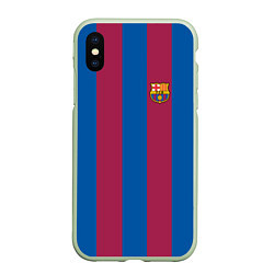 Чехол iPhone XS Max матовый FC Barcelona 2021, цвет: 3D-салатовый