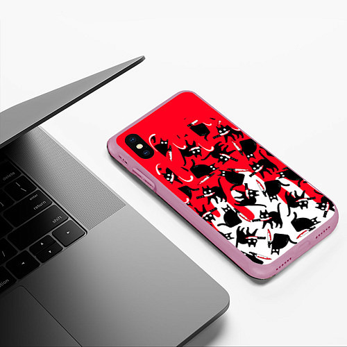 Чехол iPhone XS Max матовый WHAT CAT / 3D-Розовый – фото 3