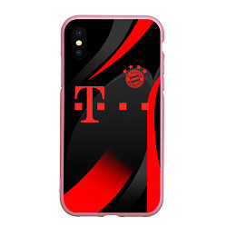Чехол iPhone XS Max матовый FC Bayern Munchen, цвет: 3D-розовый
