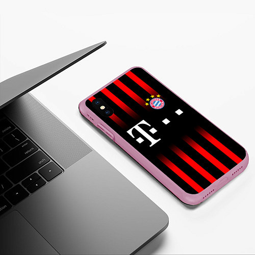 Чехол iPhone XS Max матовый FC Bayern Munchen / 3D-Розовый – фото 3