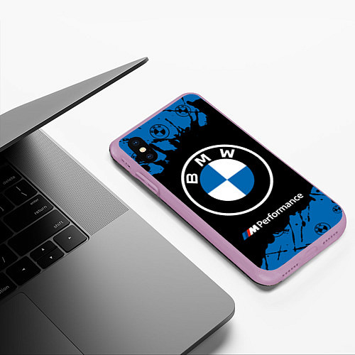 Чехол iPhone XS Max матовый BMW БМВ / 3D-Сиреневый – фото 3
