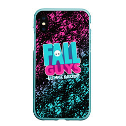 Чехол iPhone XS Max матовый FALL GUYS, цвет: 3D-мятный