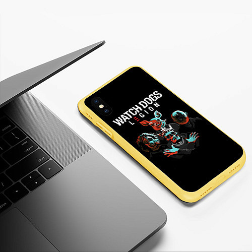 Чехол iPhone XS Max матовый Watch Dogs Legion / 3D-Желтый – фото 3