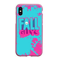 Чехол iPhone XS Max матовый Fall Guys: Ultimate Knockout, цвет: 3D-малиновый