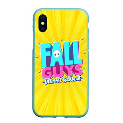Чехол iPhone XS Max матовый Fall Guys, цвет: 3D-мятный