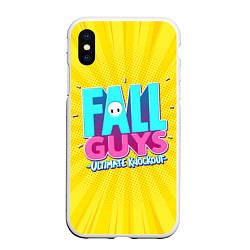 Чехол iPhone XS Max матовый Fall Guys, цвет: 3D-белый