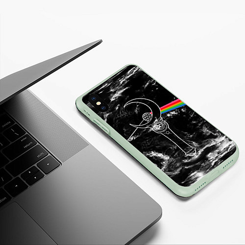 Чехол iPhone XS Max матовый Dark Side of the Moon Stick / 3D-Салатовый – фото 3