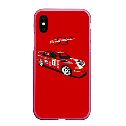 Чехол iPhone XS Max матовый Mitsubishi Lancer Evolution VI, цвет: 3D-малиновый