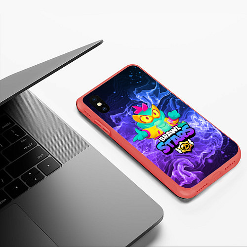 Чехол iPhone XS Max матовый BRAWL STARS DEXTER / 3D-Красный – фото 3
