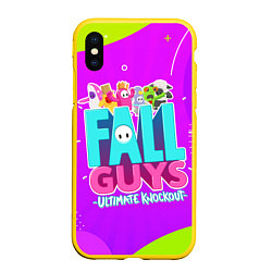 Чехол iPhone XS Max матовый Fall Guys, цвет: 3D-желтый