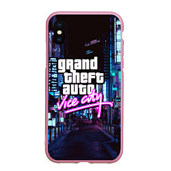 Чехол iPhone XS Max матовый GTA, цвет: 3D-розовый