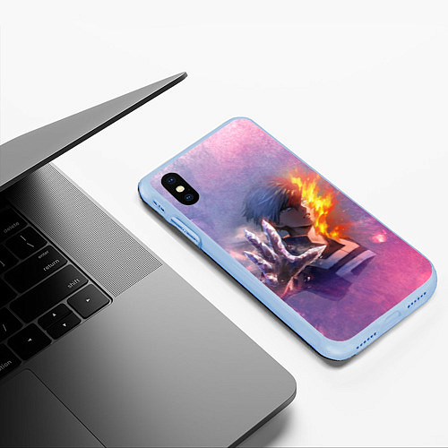 Чехол iPhone XS Max матовый Шото Тодороки / 3D-Голубой – фото 3