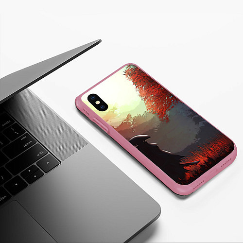 Чехол iPhone XS Max матовый Самурай / 3D-Малиновый – фото 3