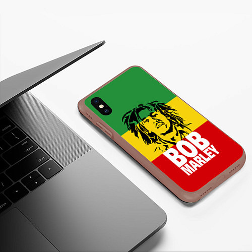 Чехол iPhone XS Max матовый Bob Marley / 3D-Коричневый – фото 3