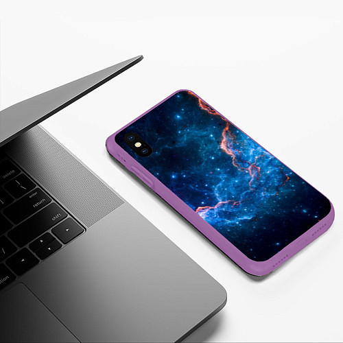 Чехол iPhone XS Max матовый Туманность / 3D-Фиолетовый – фото 3